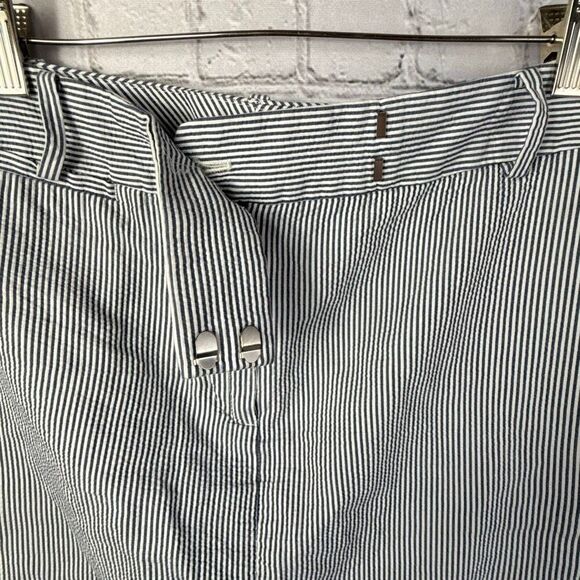 Talbots Classic Seersucker Stripe Skirt  Size 12 Blue Cotton C - Picture 3 of 5